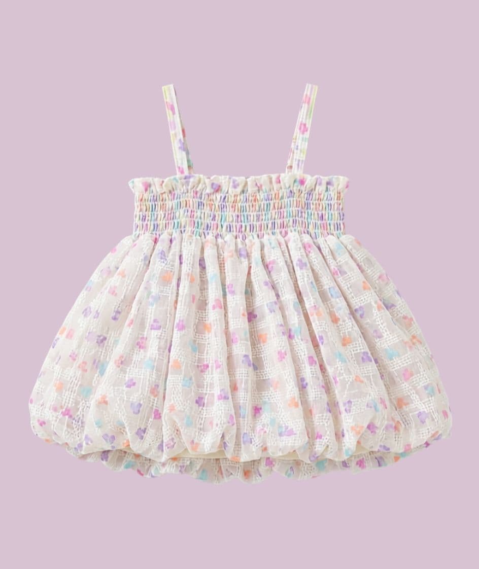 Toddler Girls Pastel Floral Smocked Bubble Top