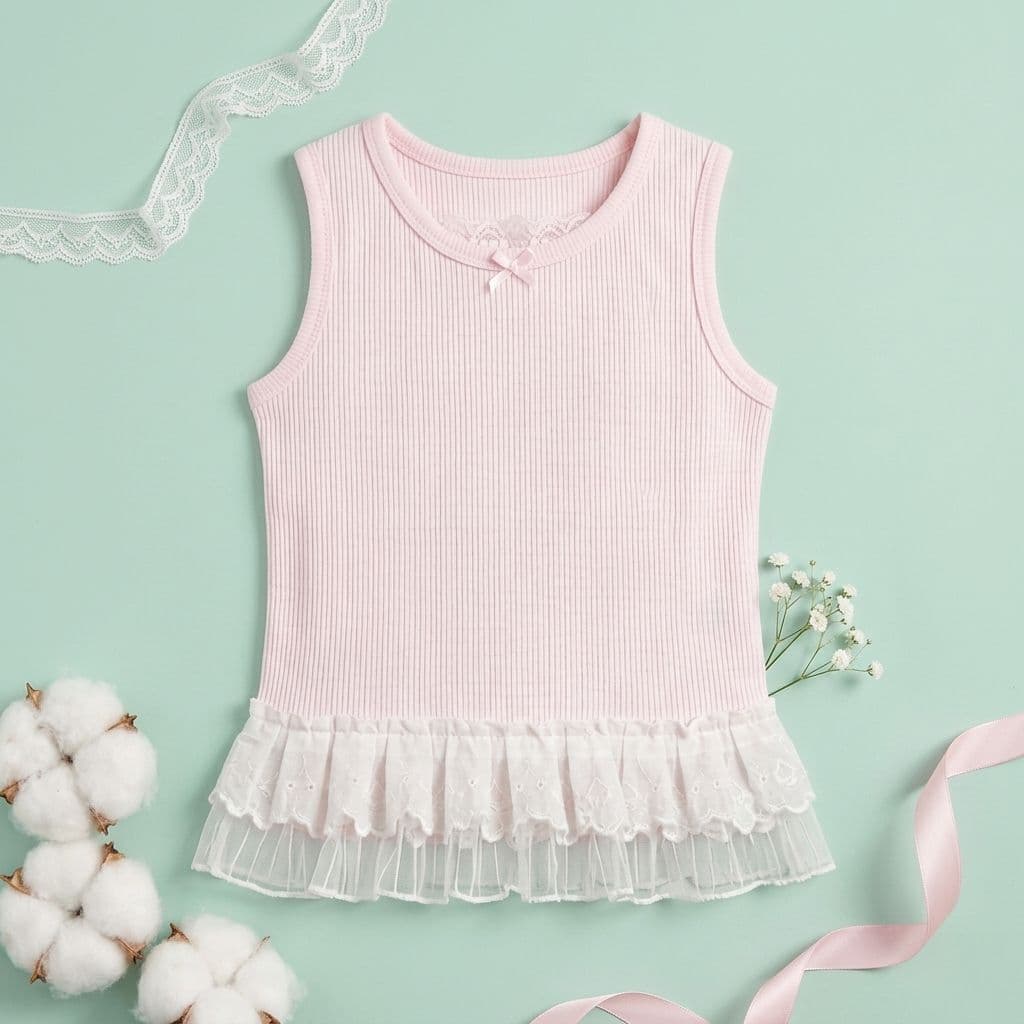 Blush Blossom Embroidered Ruffle Sleeveless Top