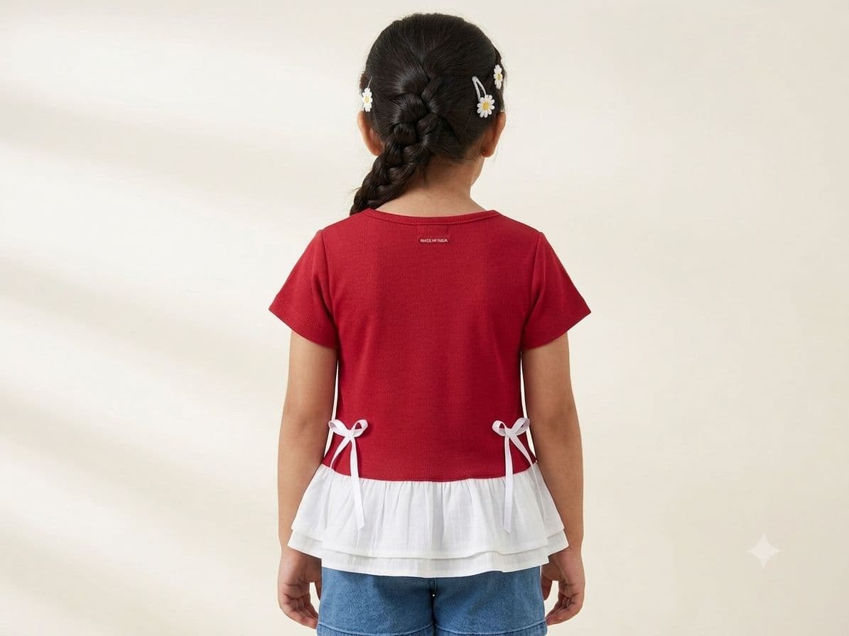 Cherry Blossom Bow-Accent Layered Tee