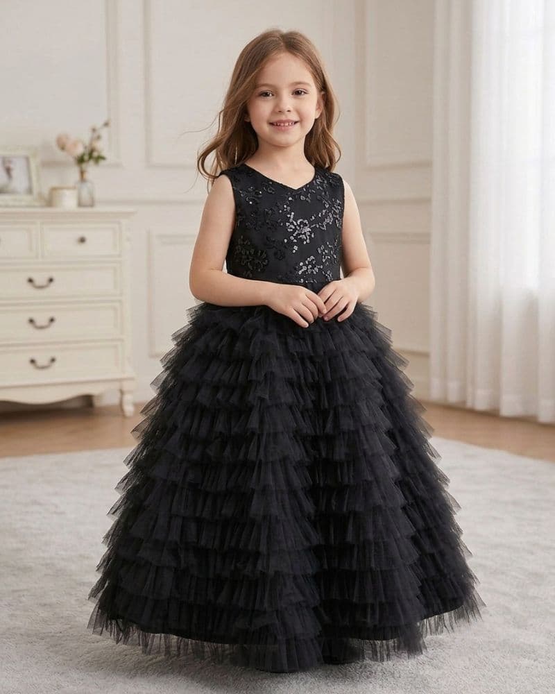 Solid Black Swan Dress